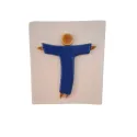 Christ sur terre en faïence et support bois