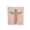 Christ sur terre en faïence et support bois