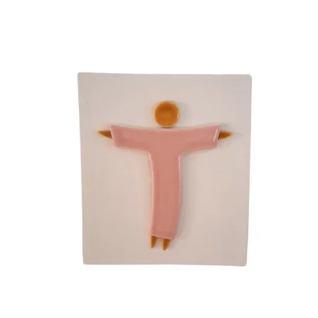 Christ sur terre en faïence et support bois