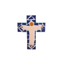 Croix en mosaïque découpée avec le Christ