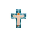 Croix en mosaïques à petits carreaux façonnée à la main