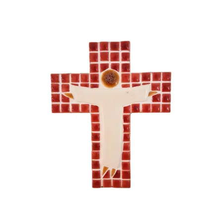 Croix en mosaïques à petits carreaux façonnée à la main