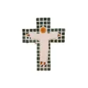Croix en mosaïques à petits carreaux façonnée à la main