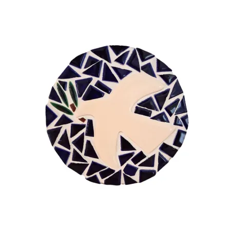 Colombe en faïence et mosaïque découpée