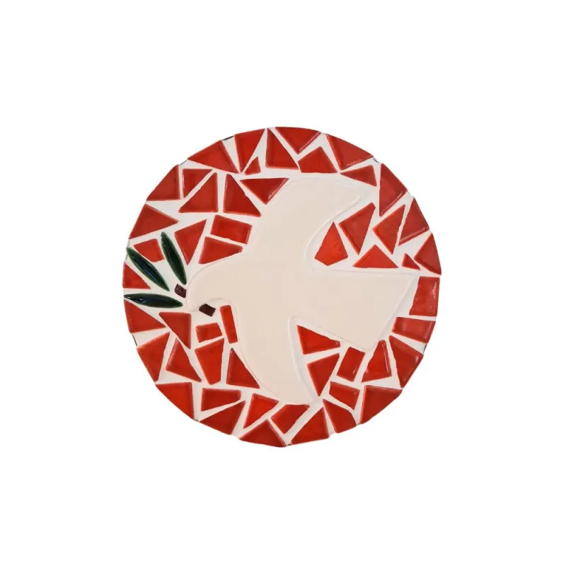 Colombe en faïence et mosaïque découpée
